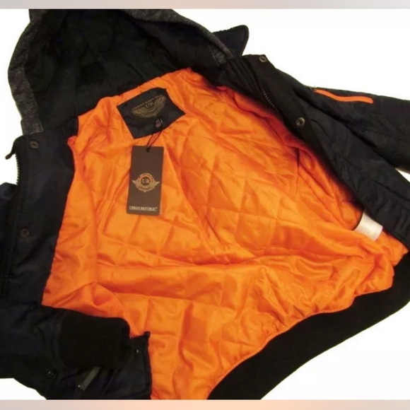 $85 Urban Republic Big Boy Bomber Jacket 18 / 20 Aviator Hooded Heavy Duty Zips - Picture 6 of 15